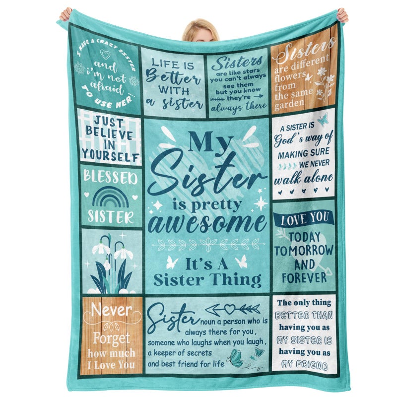 Buioata Sister Gifts Blanket Sister Birthday Gifts Birthday Gifts for Sisters Best Sis Ever Present for Women on Christmas Valentines Day Mothers Day Soft Throw Best Sis Adult Blanket 60 x 50 - Image 2