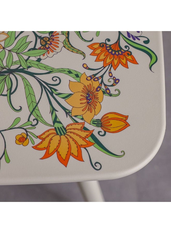 DANUBE HOME Prisma Square Coffee Table  | 1 pc Outdoor Table |  Water-Resistant Patio Desk |  All Weather Plastic Patio Modern Outdoor Furniture For Garden-Beige with Floral Print - Image 2