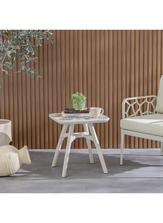 DANUBE HOME Prisma Square Coffee Table  | 1 pc Outdoor Table |  Water-Resistant Patio Desk |  All Weather Plastic Patio Modern Outdoor Furniture For Garden-Beige with Floral Print - Image 5