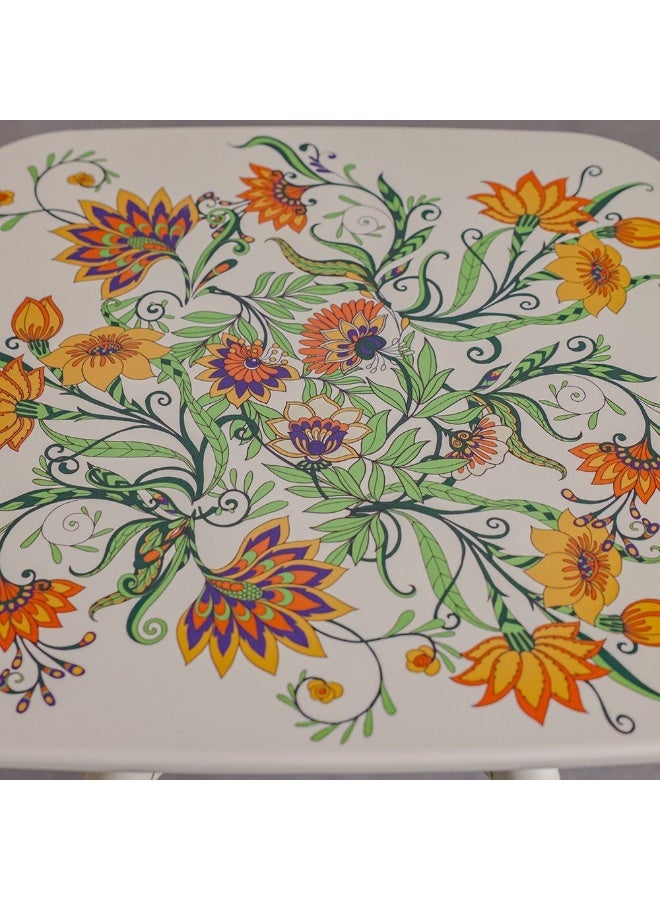 DANUBE HOME Prisma Square Coffee Table  | 1 pc Outdoor Table |  Water-Resistant Patio Desk |  All Weather Plastic Patio Modern Outdoor Furniture For Garden-Beige with Floral Print - Image 3