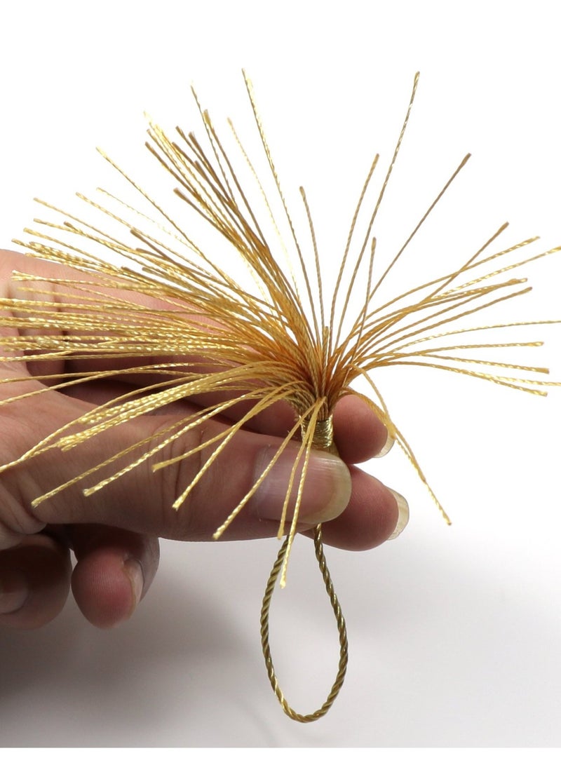 SYOSI 100 Pieces Light Gold 13 cm/5 Inch Silk Handmade Soft Tassel Silk Thread Bookmark Tassel with Rope Loop for Jewelry Making DIY Craft Accessories (Light Gold)  - Image 4