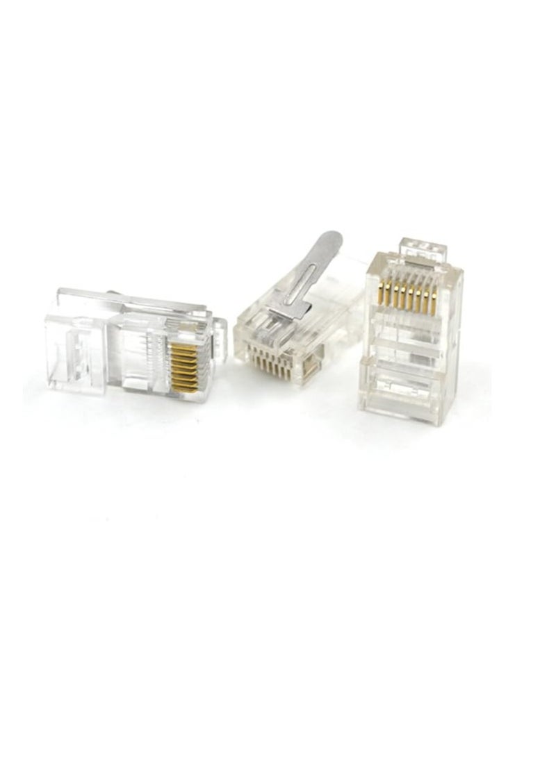 Generic RJ45 Connectors Cat5 Cat5e Cat6 Ethernet Cable Crimp Connectors Gold Plated Network Cable Modular Plug (100 Pieces/Pack, Metal buckle 6U)  - Image 1