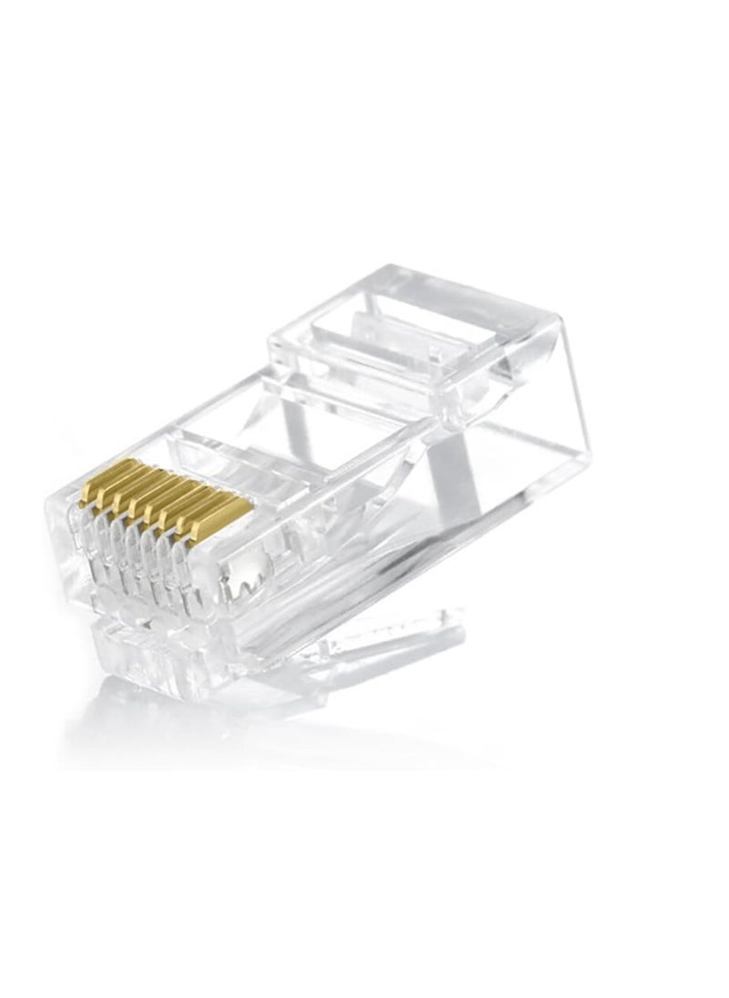 Generic RJ45 Connectors Cat5 Cat5e Cat6 Ethernet Cable Crimp Connectors Gold Plated Network Cable Modular Plug (100 Pieces/Pack, Metal buckle 6U)  - Image 3
