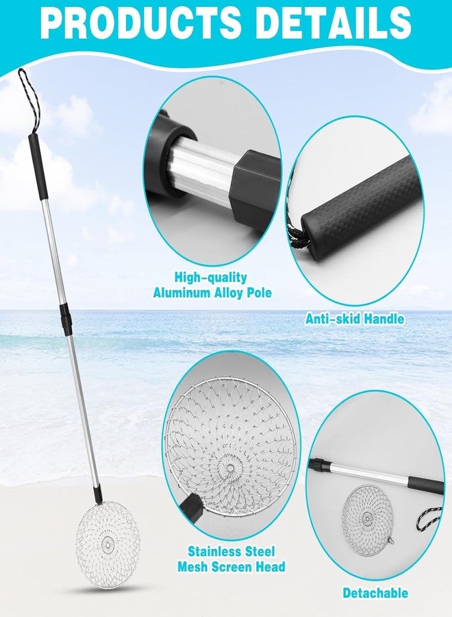 Hokoad 6Pcs Shelling Tools for Beach Include Beach Mesh Shovel, Sand Sifter with Extra Long Adjustable Handle and Mesh Beach Bag, Collecting Shells Beach Toys or Kids Girls Boys(6Pcs) - Image 3