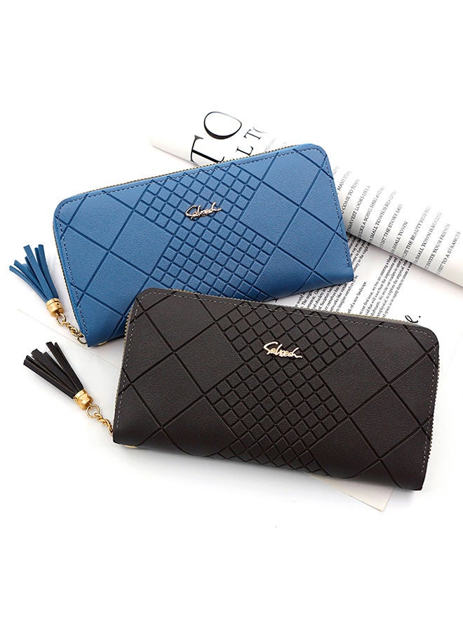 شاربدو حقيبة يد نسائية من جلد البولي يوريثان بسعة كبيرة بتصميم معيني غير رسمي للنساء محفظة طويلة بسحاب للهاتف وحقيبة نقود مع حزام وقلادة 19.5 * 10 * 2.5 سم - Image 2