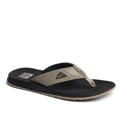 Reef Phantoms Mens Beach Flip Flop, Water Friendly, Soft and Supportive Molded Footbed, Black/Tan, 12 - Image 2