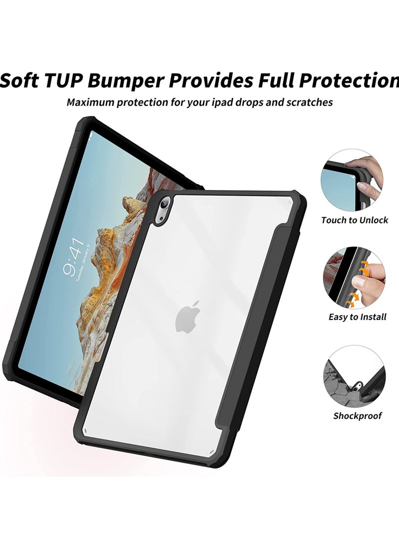 روك بو - جراب لجهاز iPad (A16) مقاس 11 بوصة من الجيل 2025/جراب لجهاز iPad 11 من الجيل العاشر 2022 جراب iPad 10 مع حامل ثلاثي الطيات وغطاء خلفي شفاف مع حامل قلم ذكي لجهاز iPad 11 بوصة 2025/10.9 بوصة من الجيل العاشر 2022 - Image 1