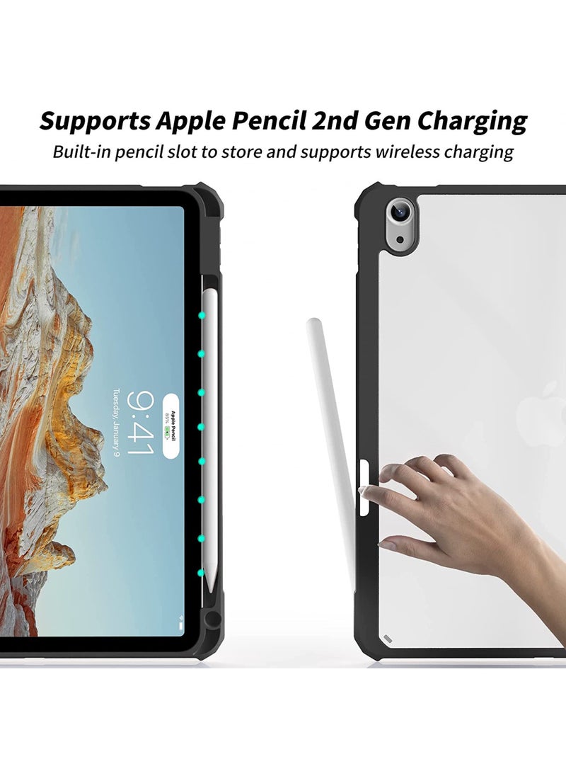 روك بو - جراب لجهاز iPad (A16) مقاس 11 بوصة من الجيل 2025/جراب لجهاز iPad 11 من الجيل العاشر 2022 جراب iPad 10 مع حامل ثلاثي الطيات وغطاء خلفي شفاف مع حامل قلم ذكي لجهاز iPad 11 بوصة 2025/10.9 بوصة من الجيل العاشر 2022 - Image 1