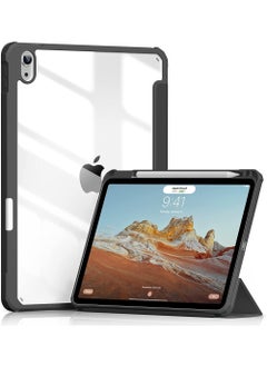 جراب لجهاز iPad (A16) مقاس 11 بوصة من الجيل 2025/جراب لجهاز iPad 11 من الجيل العاشر 2022 جراب iPad 10 مع حامل ثلاثي الطيات وغطاء خلفي شفاف مع حامل قلم ذكي لجهاز iPad 11 بوصة 2025/10.9 بوصة من الجيل العاشر 2022