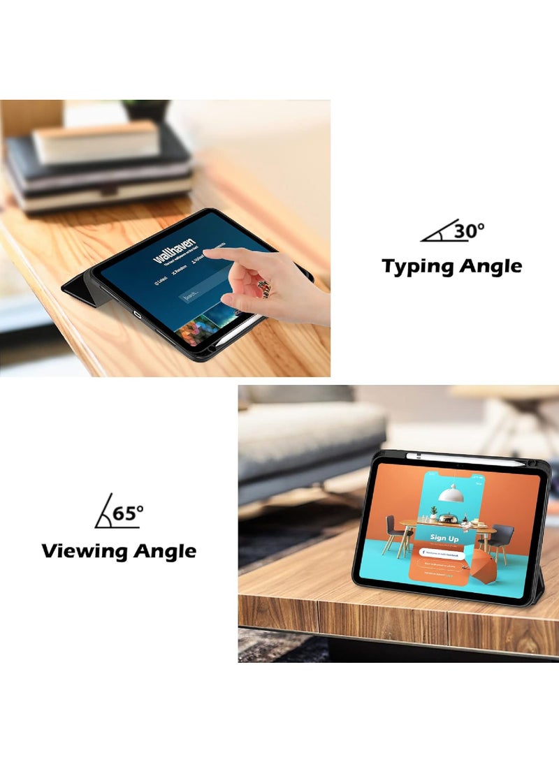 روك بو جراب لجهاز iPad (A16) مقاس 11 بوصة من الجيل 2025/جراب لجهاز iPad 11 من الجيل العاشر 2022 جراب iPad 10 مع حامل ثلاثي الطيات وغطاء خلفي شفاف مع حامل قلم ذكي لجهاز iPad 11 بوصة 2025/10.9 بوصة من الجيل العاشر 2022 - Image 5