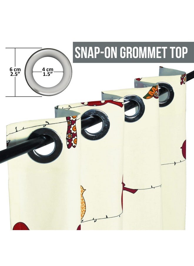 Story@Home Story@Home Curtains 9 Feet Long Set Of 2 100% Cotton Long Grommet Semi Sheer Door Curtains Canvas Fabric Tieback, Animal Print Off White And Red | 275 Cm X 118 Cm  - Image 3