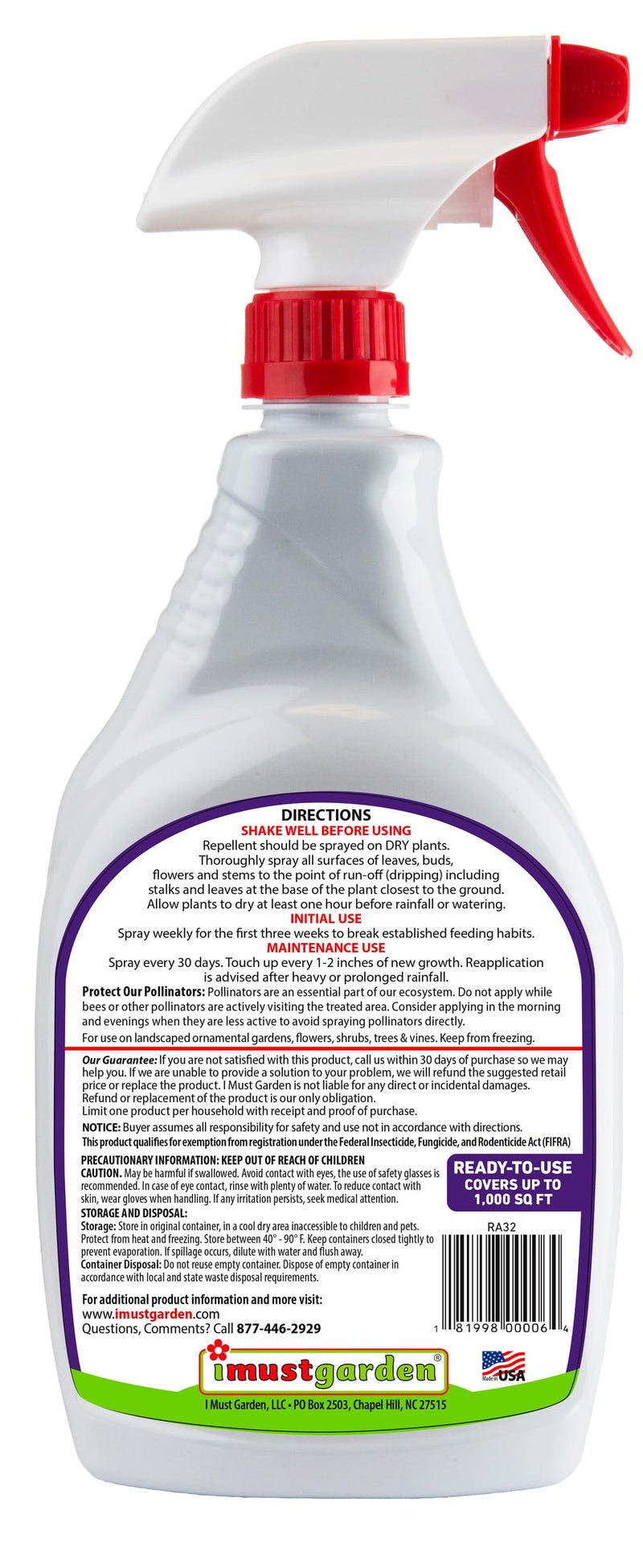 IMUSTGARDEN I Must Garden Rabbit Repellent: Mint Scent Rabbit Spray for Plants & Lawns – 32 oz. Ready to Use - Image 2