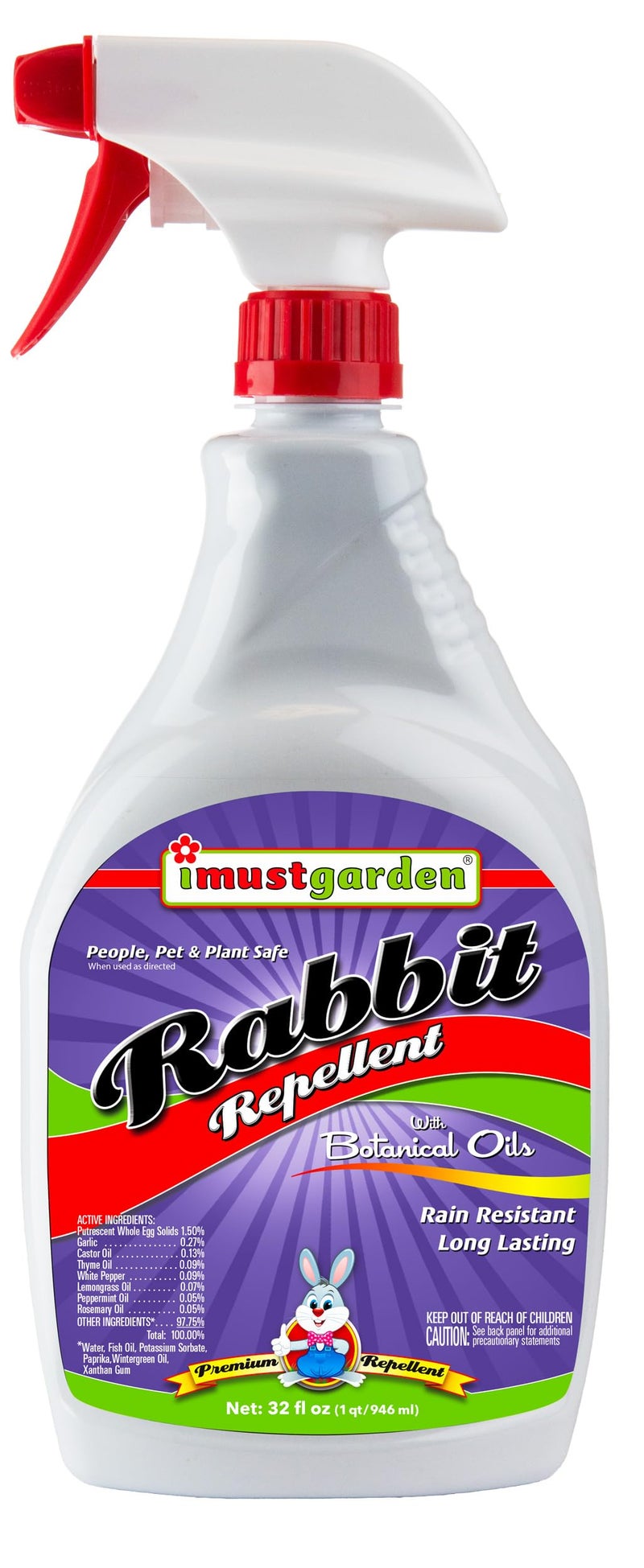 IMUSTGARDEN I Must Garden Rabbit Repellent: Mint Scent Rabbit Spray for Plants & Lawns – 32 oz. Ready to Use - Image 1