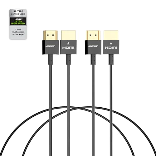 RUIPRO 8K Short HDMI Cable, Certified Ultra Thin HDMI 2.1 Cable 1.5FT 2 Pack, Ultra High Speed 48Gbps, Support 8K@60Hz 4K@120Hz, Dynamic HDR, eARC, Compatible with PS5/Xbox/Blu-ray/Projector - Image 1