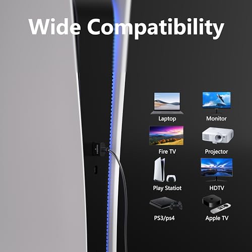 RUIPRO 8K Short HDMI Cable, Certified Ultra Thin HDMI 2.1 Cable 1.5FT 2 Pack, Ultra High Speed 48Gbps, Support 8K@60Hz 4K@120Hz, Dynamic HDR, eARC, Compatible with PS5/Xbox/Blu-ray/Projector - Image 5