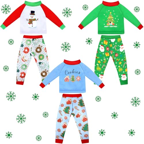Liitrsh 6 Pcs Christmas Elf Clothes Xmas Elf Accessories Clothes Santa Elk Snowman Clothing Pajamas for Christmas Holiday DecorationCute Style - Image 1