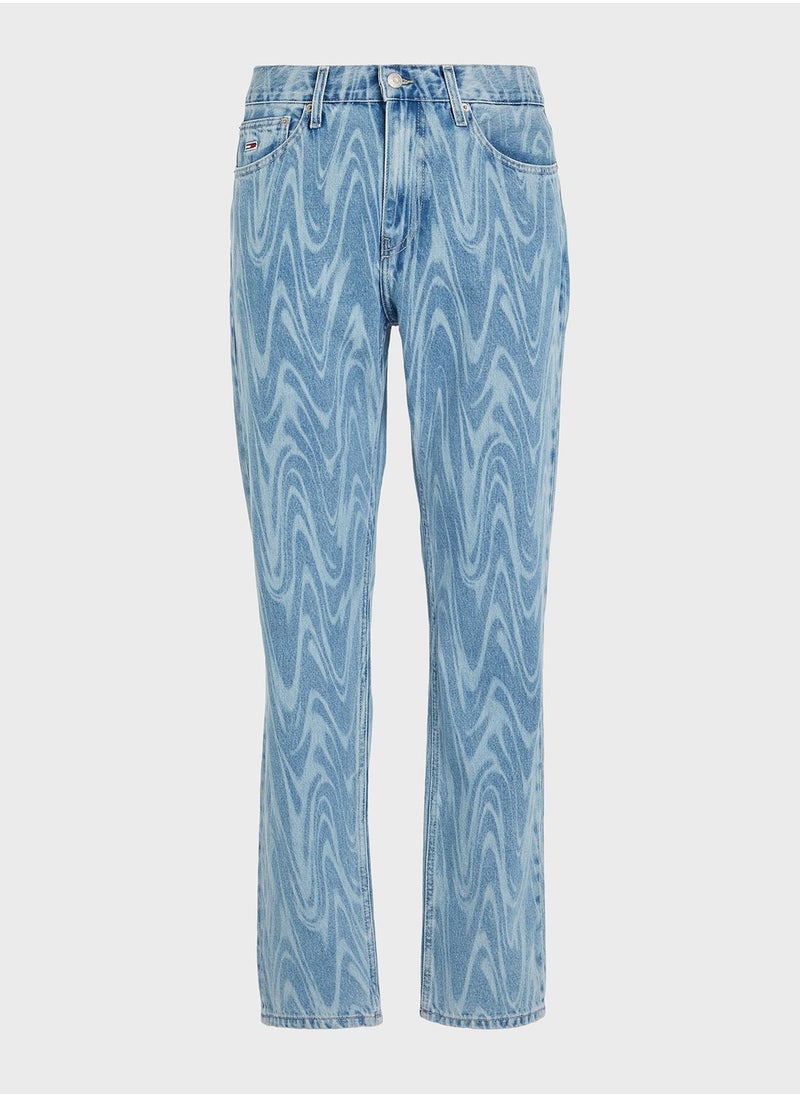 Mid Wash Straight Fit Jeans