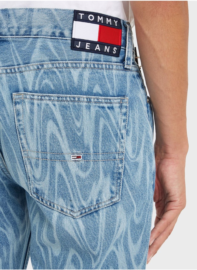 Mid Wash Straight Fit Jeans
