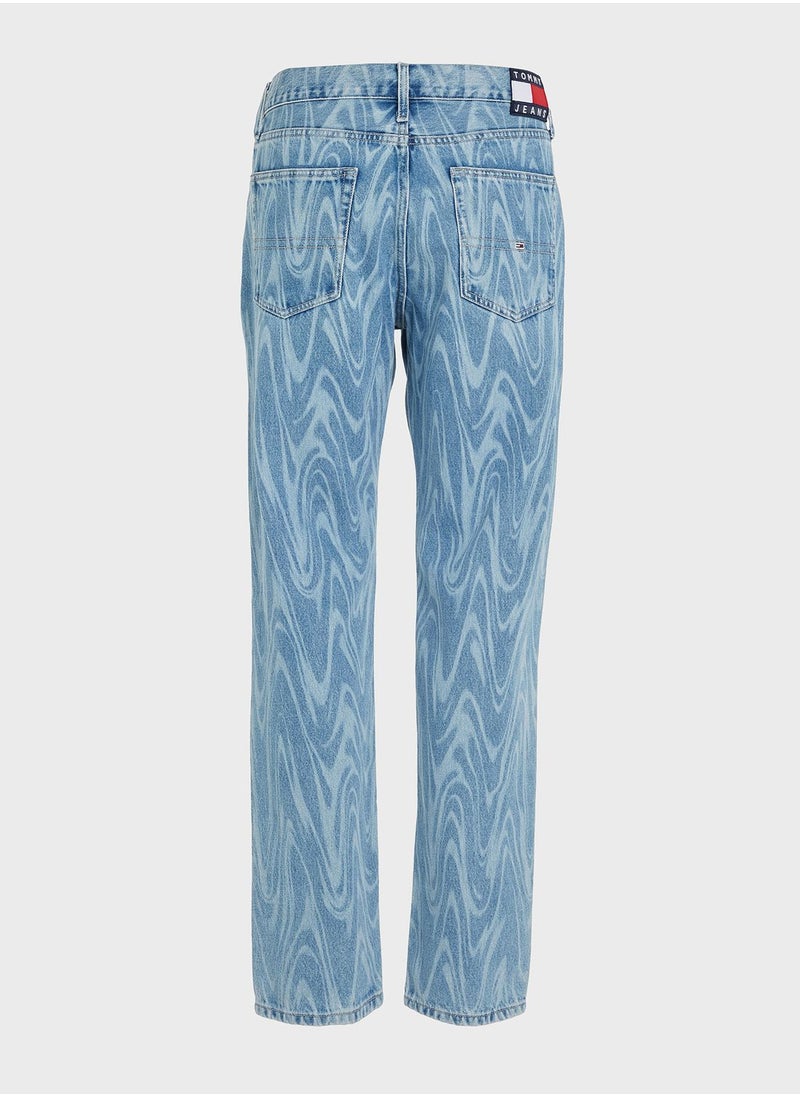 Mid Wash Straight Fit Jeans
