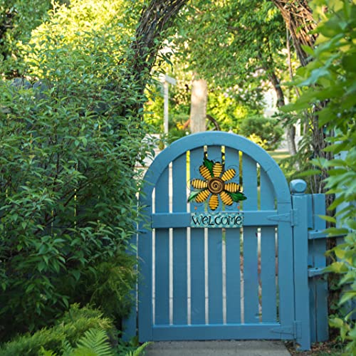 E-view Metal Welcome Sign Daisy Hanging Signs for Front Door - Indoor Outdoor Door Decor Wall Art Flower Decoration Decorative Ornament Wreath for Home Garden Patio (Yellow) - Image 4