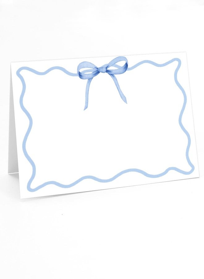 Whaline 100Pcs Blue Bow Place Card 2 x 3.5 Inch Cute Bowknot Tented Card Table Name Sign for Party Banquet Reception Table Setting Supplies - Image 1