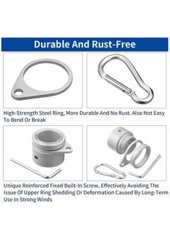 Y&D Flag Pole Rings Aluminum Alloy Mounting 360 Degree Rotating Flagpole Anti Wrap with Clip Hook for 1 Inch Diameter (Silver)  - Image 2