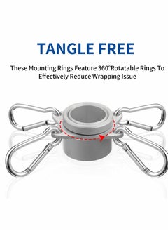 Y&D Flag Pole Rings Aluminum Alloy Mounting 360 Degree Rotating Flagpole Anti Wrap with Clip Hook for 1 Inch Diameter (Silver)  - Image 3