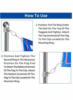 Y&D Flag Pole Rings Aluminum Alloy Mounting 360 Degree Rotating Flagpole Anti Wrap with Clip Hook for 1 Inch Diameter (Silver)  - Image 5