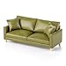 Minamzee 112 Dollhouse Leather Couch Miniature Modern Double Sofa with Pillows Dollhouse Luxury Couch Furniture Accessories for Living Room Bedroom Green - Image 2