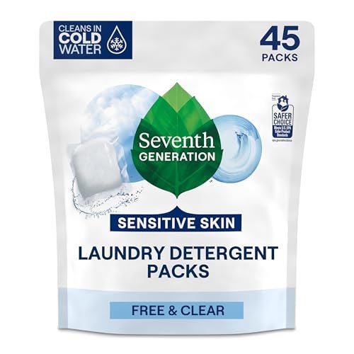 Seventh Generation Laundry Detergent Packs Free Clear Made for Sensitive Skin 45 Count