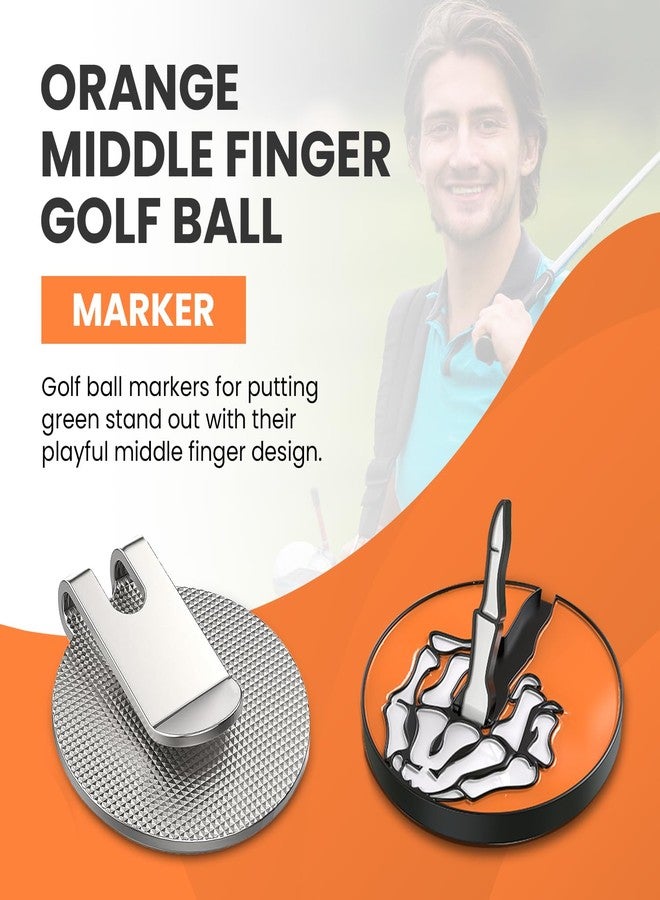 Syren Bone Skeleton Middle Finger Golf Ball Marker with Magnetic Hat Clip Alignment, Funny Golf Accessories Great Gift for Golf Lovers Golf Cap Premium Gifts Golf Enthusiasts (Orange Bone) - Image 3