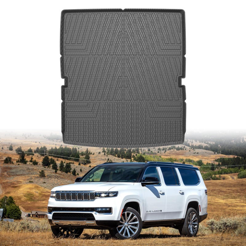 Mixsuper Cargo Liner for Jeep WagoneerJeep Grand Wagoneer 2022 2023 2024 2025 All Weather Cargo Mat Rear Trunk Liner Behind The 2nd Row Seats Black