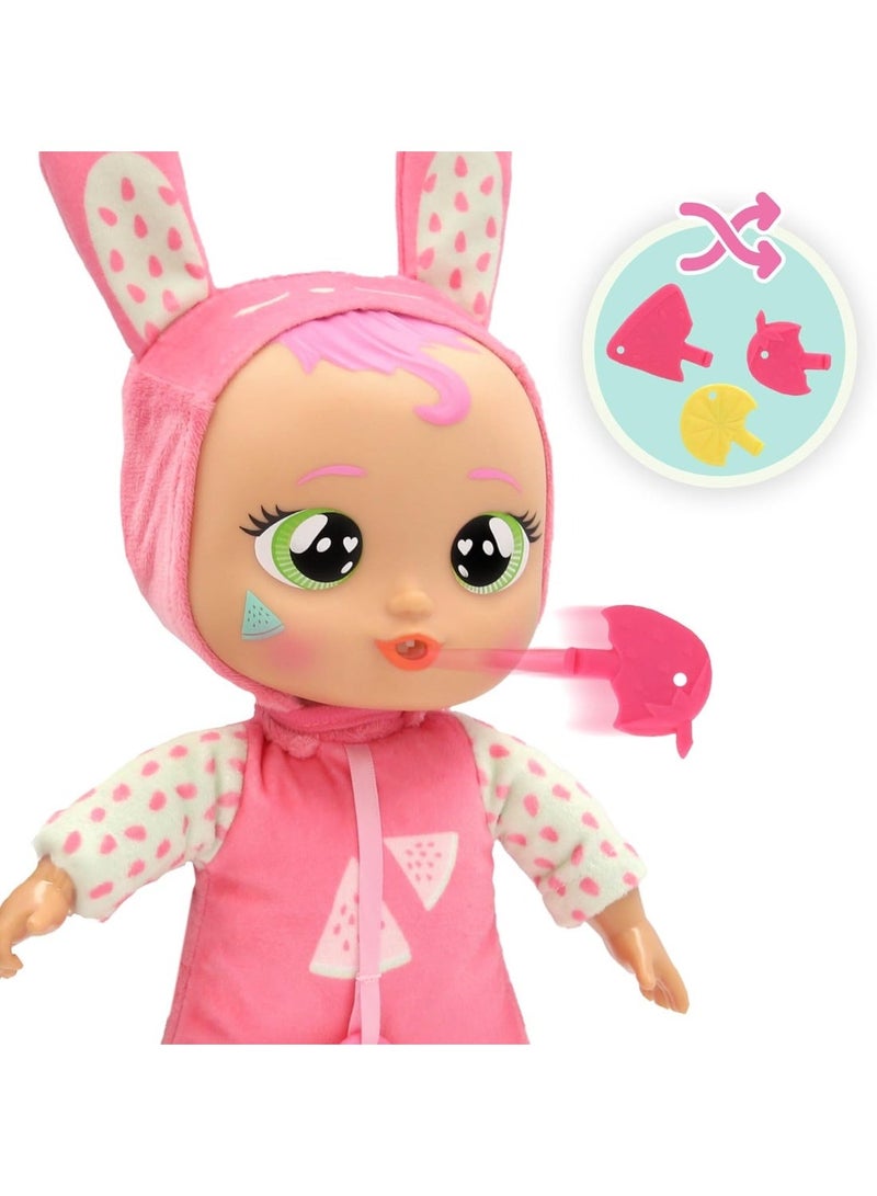 Cry Babies Newborn Mealtime Julie Interactive Doll – Cries Light-Up Tears, Reacts to Feeding and Spits Out Wrong Food Accessories, Includes Pacifier and Interactive Mealtime Accessories, Perfect Gift for Kids - Image 4