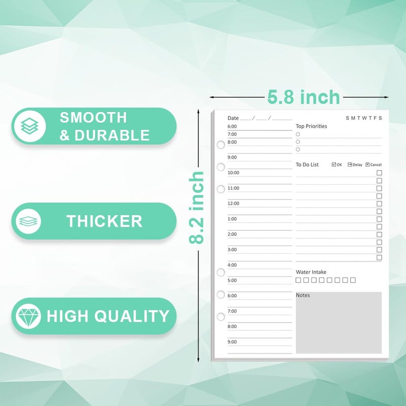 Cheericome Undated Daily Planner Refill - A5 Planner Inserts, 100 Sheets/200 Pages, 6 Hole Refills Paper, Planners Refills for Filofax, College Ruled, 5.8 X 8.26 Inch, 6-Hole Punched, 100gsm - Image 2