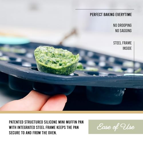 Trudeau 24-Cup Silicone Muffin Pan – Hybrid Non-Stick Bakeware with Steel Frame, Flexible Silicone with Hard Lining to Hold Shape, BPA-Free, Dishwasher Safe, Heat Safe to 428°F, Grey/Mint - Image 2