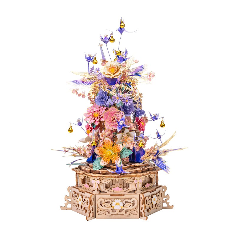 MU 3D Wood and Metal Puzzles Feast of Flower for Adults, Model Kits Building Night Light Puzzle DIY Set, New Year and Birthday Xmas Gift Home Decor - Image 1