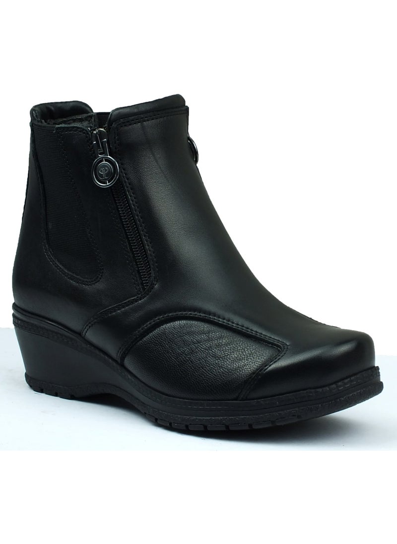 Forelli 25652 Women's Black Leather Comfort Boots Special for Bone Protrusion 