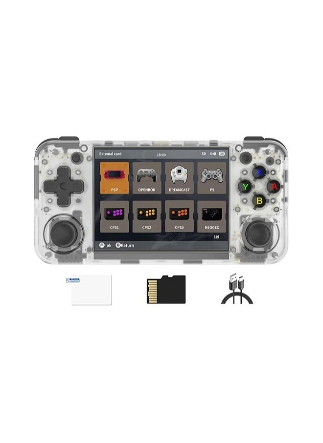 ANBERNIC  - RG35XX H Retro Handheld Game Console , 3.5 Inch IPS Screen Linux System Built-in 64G TF Card 5528 Games Support HDMI TV Output 5G WiFi Bluetooth 4.2 (Transparent White) - Image 1