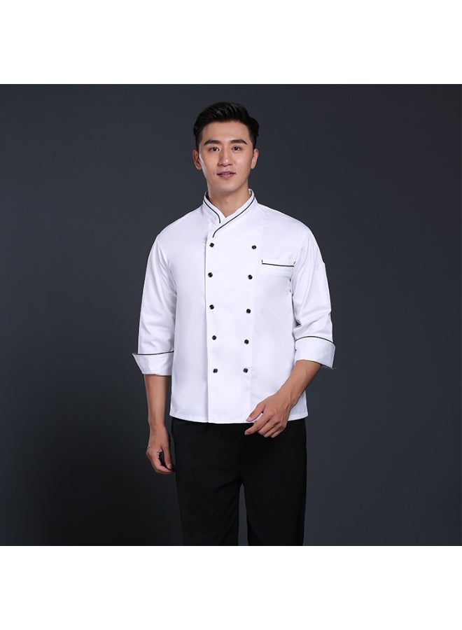 NIBEMINENT Chef Overalls Restaurant Cooking Polyester Cotton Breathable Uniform Chef Long Sleeve Jacket - Image 1