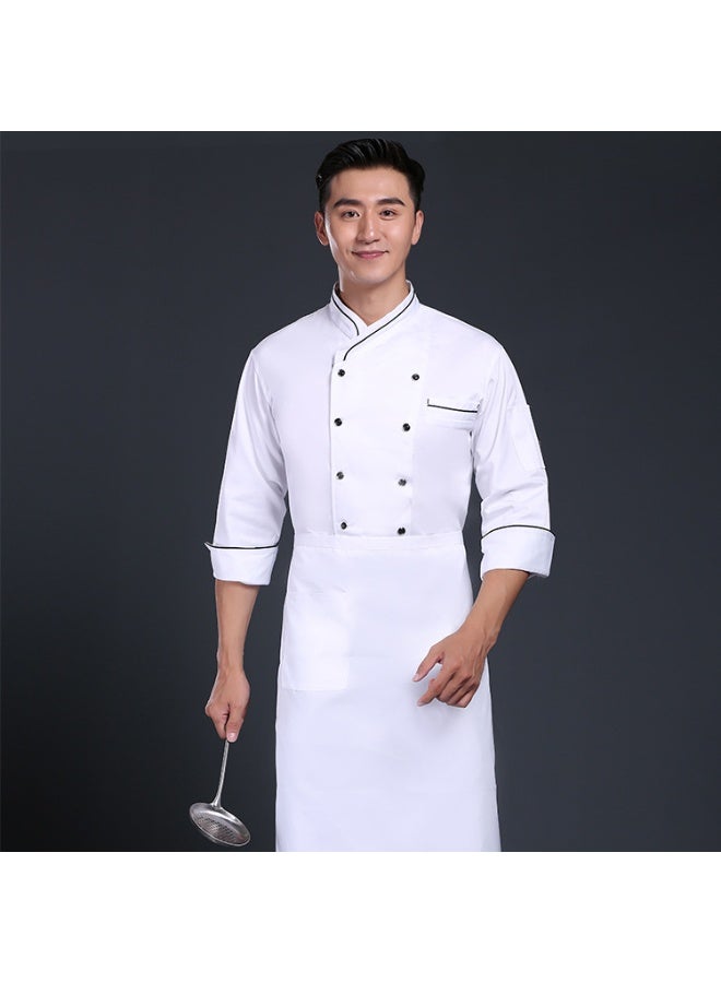 NIBEMINENT Chef Overalls Restaurant Cooking Polyester Cotton Breathable Uniform Chef Long Sleeve Jacket - Image 3