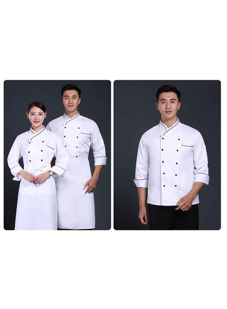 NIBEMINENT Chef Overalls Restaurant Cooking Polyester Cotton Breathable Uniform Chef Long Sleeve Jacket - Image 4