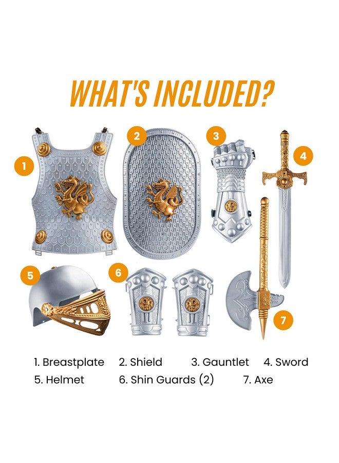 Dress Up America Dress Up America - Kids Knight Armor Costume Set - Medieval Role Play with Shield, Helmet, Sword & Accessories - Royal Dress-Up for Boys Ages 3-10  - Image 1