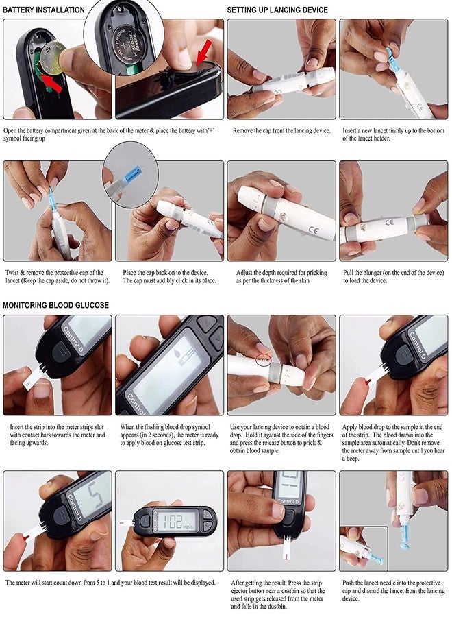 كونترول_دي جهاز قياس نسبة السكر في الدم Control D مع 10 شرائط | مقياس السكر (أبيض) - Image 4