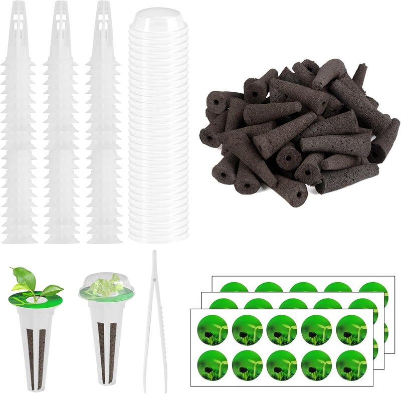 GoorDik 121 pcs Seed Pod Kit for Aerogarden  Grow Anything Kit for Indoor Hydroponics Growing System Hydroponics Pods Supplies with 30 Grow Sponges 30 Pod Labels 30 Grow Baskets 30 Grow Domes 1 Tweezers - Image 1