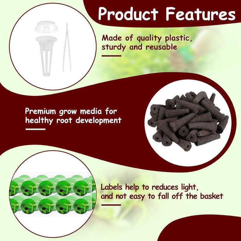 GoorDik 121 pcs Seed Pod Kit for Aerogarden  Grow Anything Kit for Indoor Hydroponics Growing System Hydroponics Pods Supplies with 30 Grow Sponges 30 Pod Labels 30 Grow Baskets 30 Grow Domes 1 Tweezers - Image 4