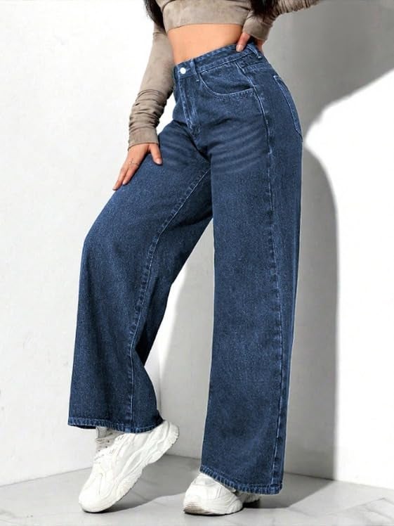 Ben Martin Baggy Jeans for Women || Women,s Loose Jean Pants || Oversized Jean's for Women's || Wide Leg Jean,s for Woman || Casual Jins for Woman's || Loose Jin Pant for Woman,s Dark Blue 03-34 - Image 4