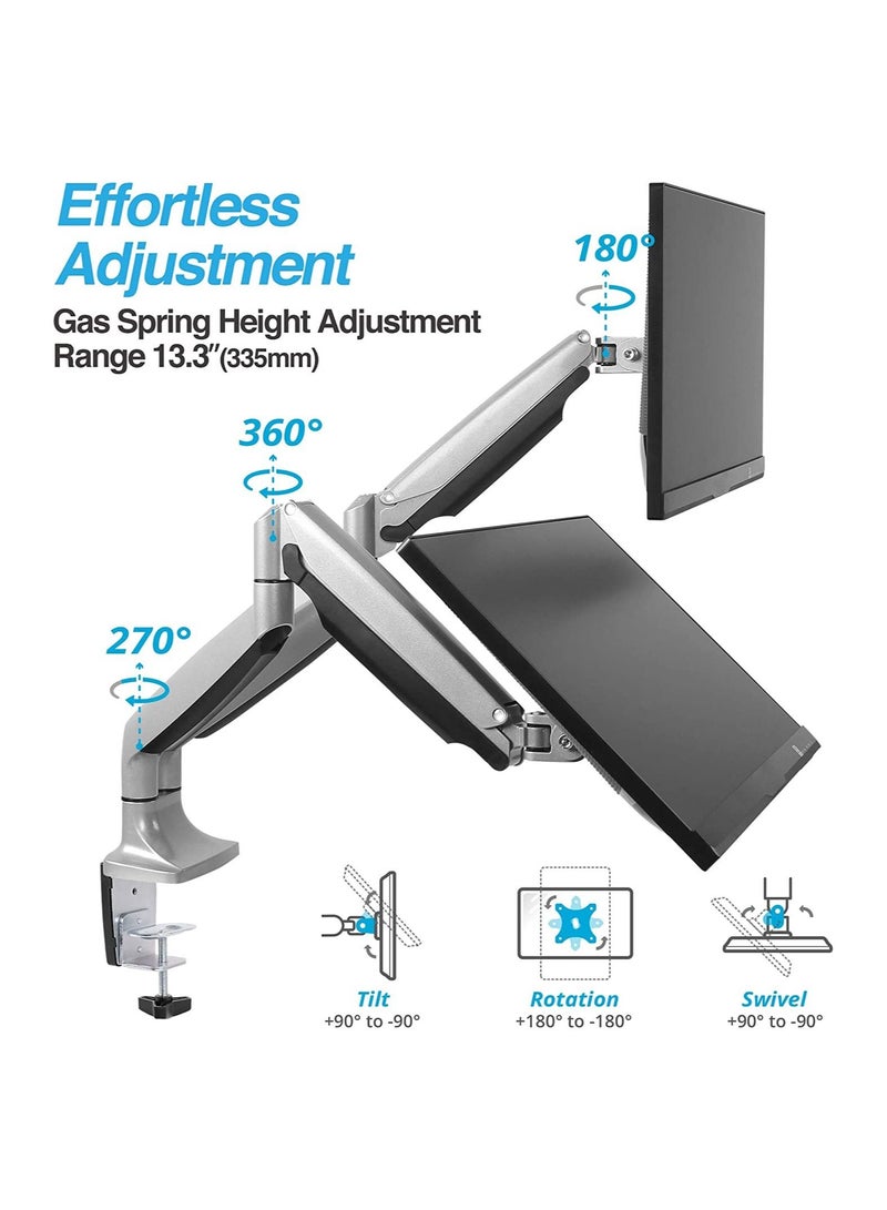 Premium Aluminum Gas Spring Monitor Mounting Arm - Dual - Heavy Duty Holds 13" to 32" Screens - Image 3