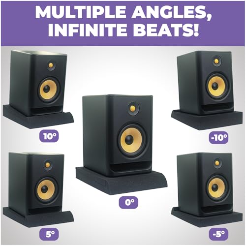 Liquid Stands Studio Monitor Sound Isolation Pads for Speakers 5" High-Density Speaker Foam Pads That Prevents Vibrations Angled Speaker Riser - Acoustic Speakers Isolation Pad for Floor, Desktop - Image 4
