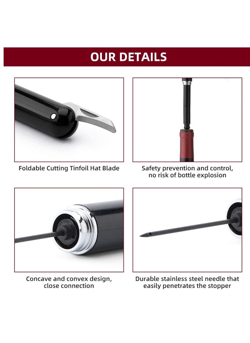Excefore Portable Air Pressure Wine Opener, 2 in 1 Cork Wine Opener Needle with Foil Cutter, Handheld Cork Opener, Effortless Wine Opening  - Image 2