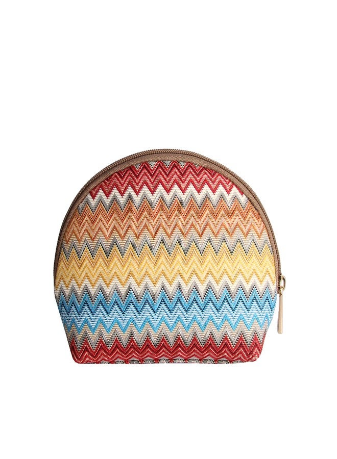 Signare Tapestry Cosmetic Bag Toiletry Makeup Bag for Women With Zig-Zag Aztec Design (COSM-AZT) - Image 1